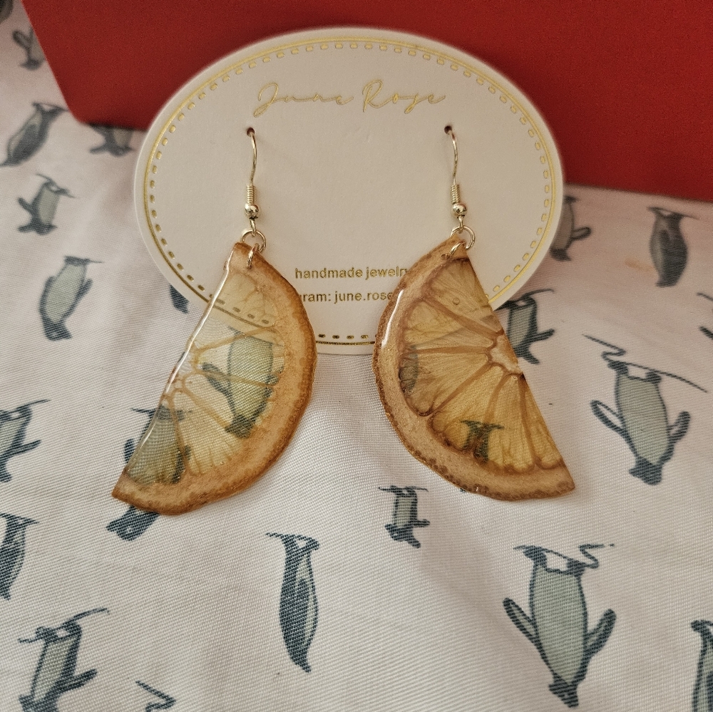 June Rose Handmade Orange Slice Earrings